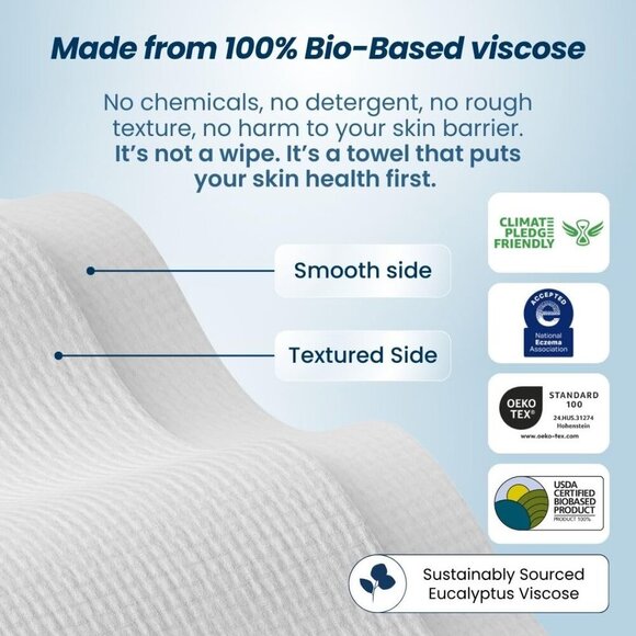 Clean Towels XL, 100% USDA Biobased Face Towel, Disposable Face Towelette, Eczem - Picture 10 of 10
